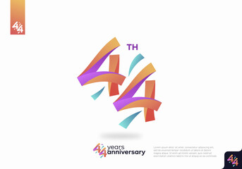 44 Year Anniversary Icon Vector Template Design Illustration