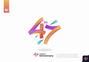 47 Year Anniversary Icon Vector Template Design Illustration