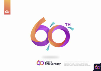 60 Year Anniversary Icon Vector Template Design Illustration