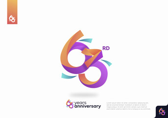 63 Year Anniversary Icon Vector Template Design Illustration