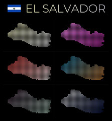 Fototapeta na wymiar Republic of El Salvador dotted map set. Map of Republic of El Salvador in dotted style. Borders of the country filled with beautiful smooth gradient circles. Neat vector illustration.