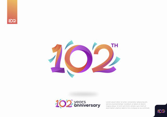 102 Year Anniversary Icon Vector Template Design Illustration