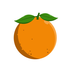 Orange fruit with leaves. Sweet orange cartoon illustration isolated fruit