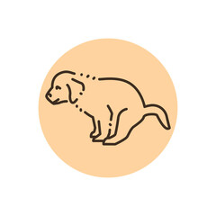 Pooping golden retriever puppy color line icon. Pictogram for web page