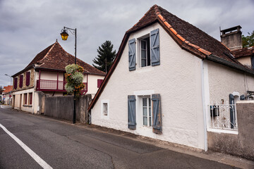 Fototapeta na wymiar Houses of Arthez-de-Béarn literally Arthez of Béarn, along the route of Chemin du Puy