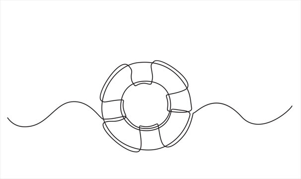 recommend clip art: continuous One  line drawing of lifebuoy 