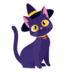 Isolated cute cat with a halloween witch costume Vector