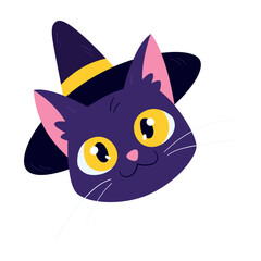 Isolated cute cat avatar with a halloween witch costume Vector