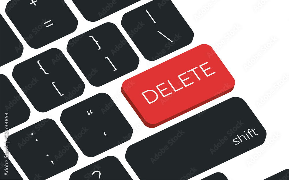 Aufkleber Delete button on keyboard keys vector. Simple style