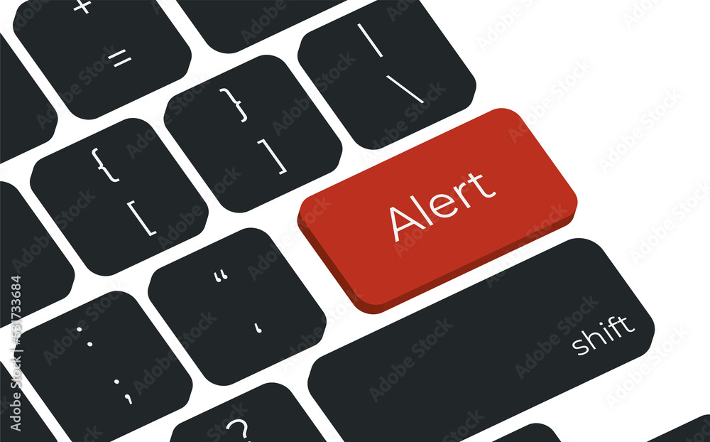 Aufkleber Computer keyboard with alert key alert. Simple style