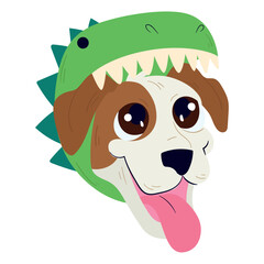 Isolated cute dog avatar with a halloween dinosaur costume Vector