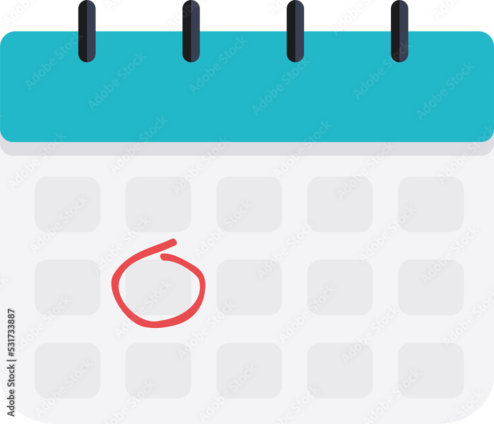 Poster calendar icon and red circle. mark the date, holiday, important day concepts. flat style design