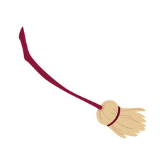 Isolated cute halloween witch broom icon Vector