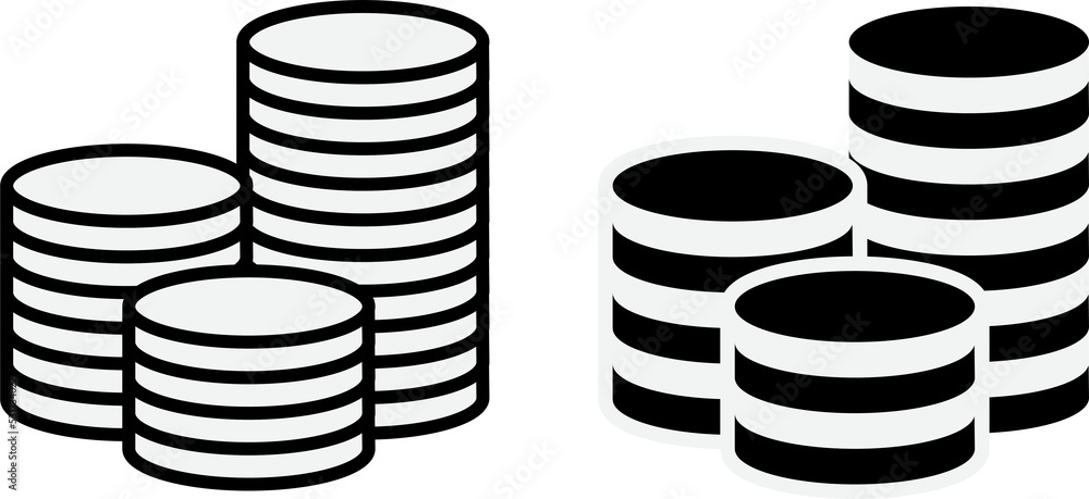 Poster coins icon isolated on grey background. money icon set. line money symbol for web site design. vecto