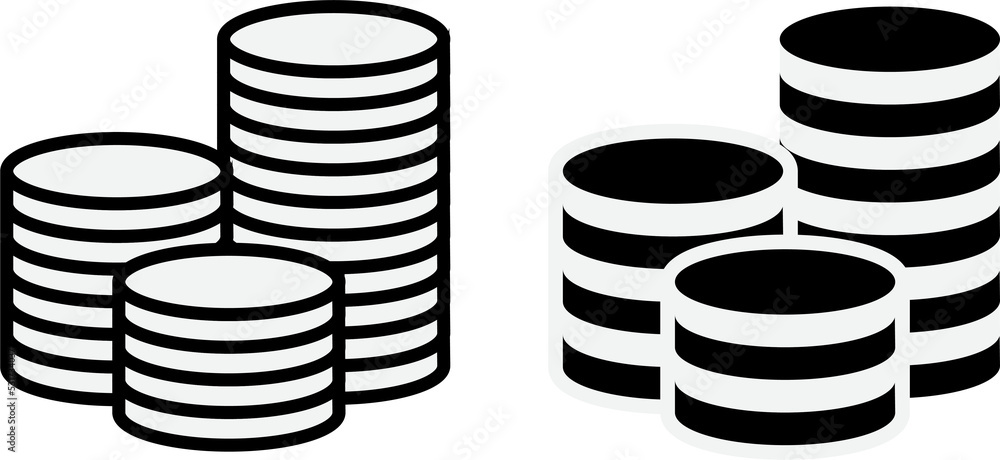 Poster coins icon isolated on grey background. money icon set. line money symbol for web site design. vecto