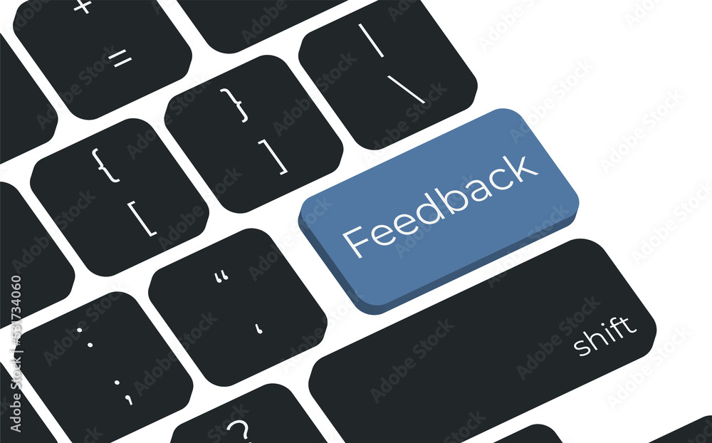 Aufkleber Feedback button on keyboard keys vector. Simple style