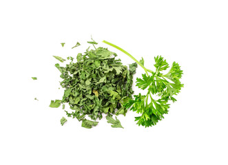 Dry Parsley Leaves Isolated, Crushed Cilantro Leaves Heap