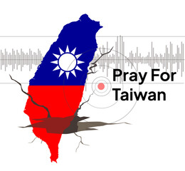 Pray for Taiwan - Hualien, Taipe the symbol sorrow and pray of humanity from the earthquake natural disaster with taiwan map flag abstract background infographic design vector illustration.