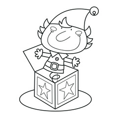 Christmas surprise box with an Elf, Christmas clipart