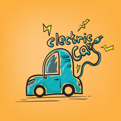 electric car cartoon illustration. electric vehicle  