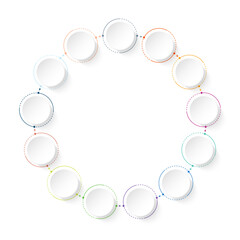 Basic circle infographic with 13 steps, process or options.