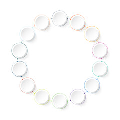 Basic circle infographic with 14 steps, process or options.