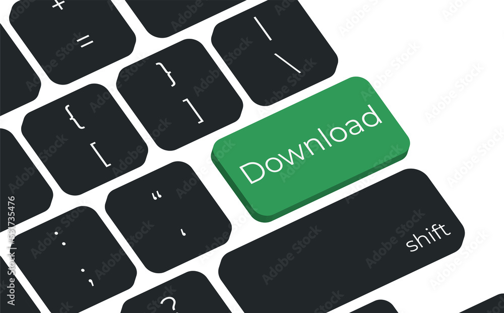 Poster vector illustration of download key on keyboard