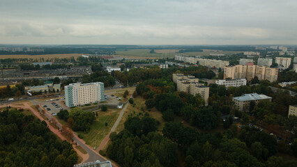 Fototapeta na wymiar Dormitory area of a big city. Urban landscape. Aerial photography.