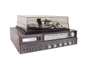 Vintage 8 track stereo record player isolated.