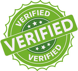 Vector illustration of green verified stamp icon