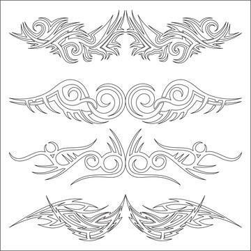 Tribal Tattoos in Black Color. Suitable For All Kind of Design (Web Page, Interface, Advertising, Polygraph and Other).Set tribal tattoos. EPS 10 vector illustration without transparency.