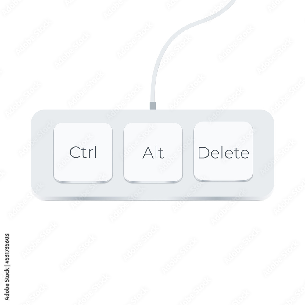Fototapete ctrl, alt and del on white background. flat style. keyboard shortcut icon for your web site design, 