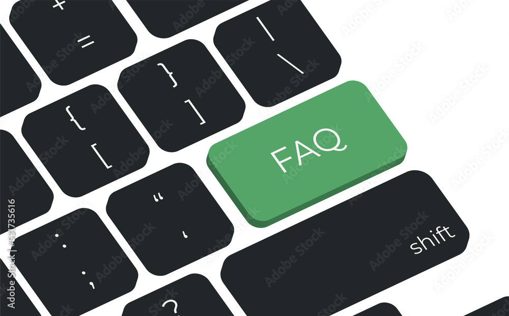 Poster Computer keyboard key with key FAQ. Keyboard keys icon button