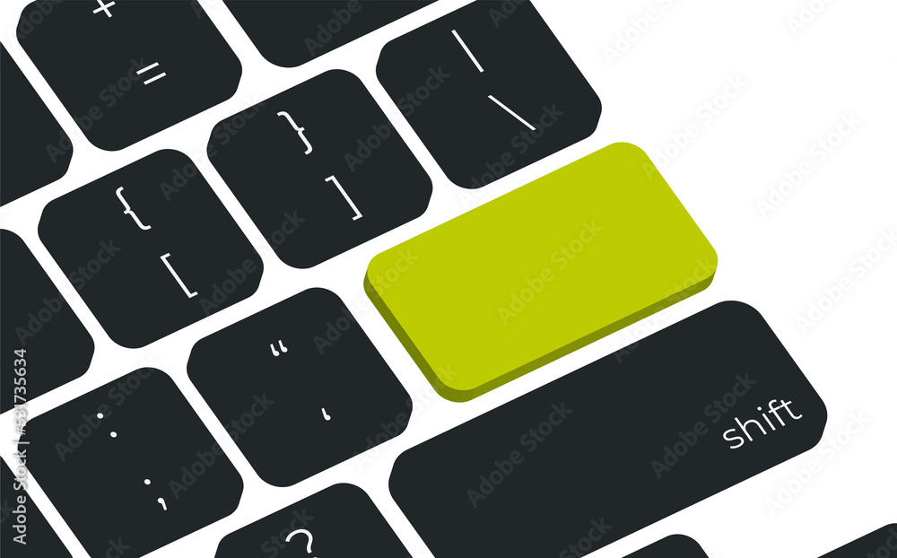 Aufkleber Green button on keyboard macro illustration empty blank