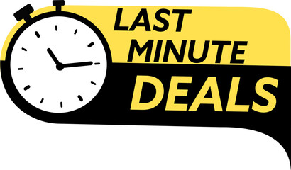 Vector illustration last minute deal button, flat label flag sign, alarm clock countdown logo