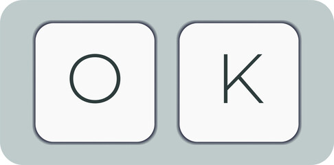 Computer keyboard key with key ok. Keyboard keys icon button