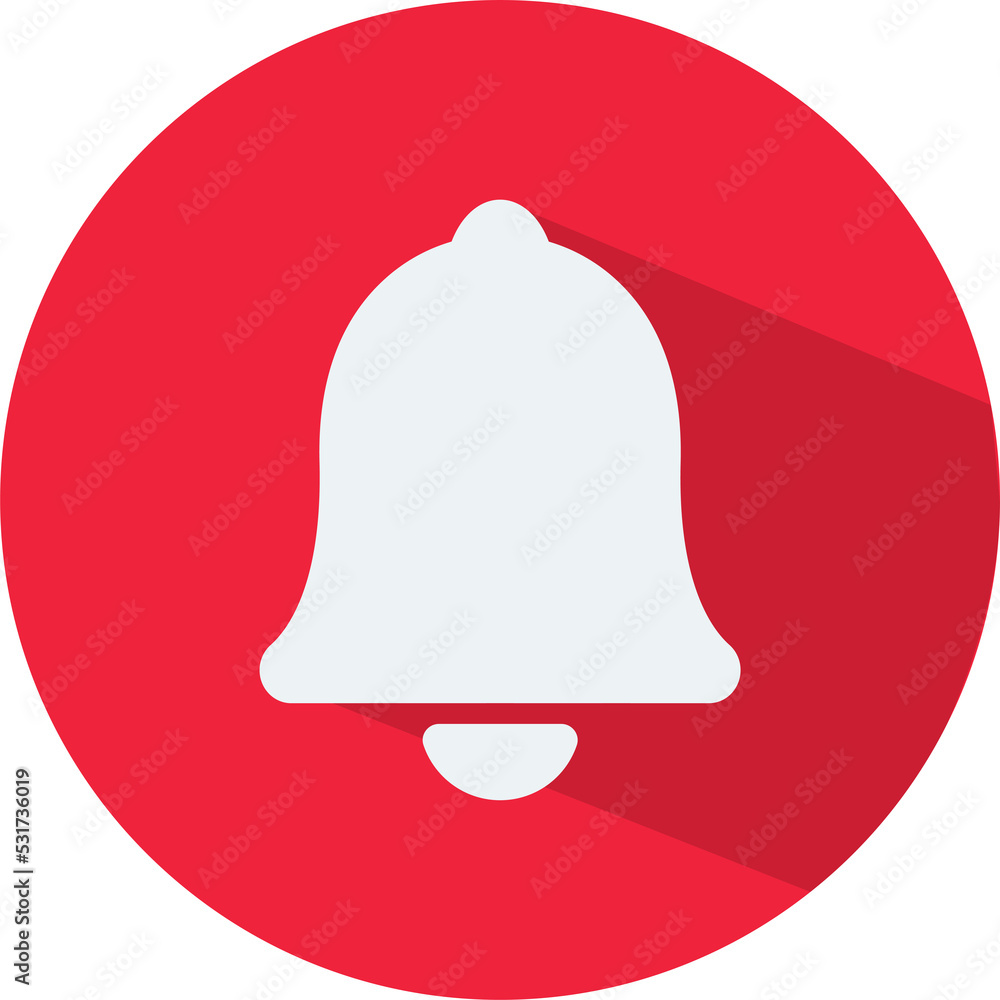 Leinwandbilder Red round web button bell with shadow. Template bell web symbol app, ui. Vector illustration. EPS 10