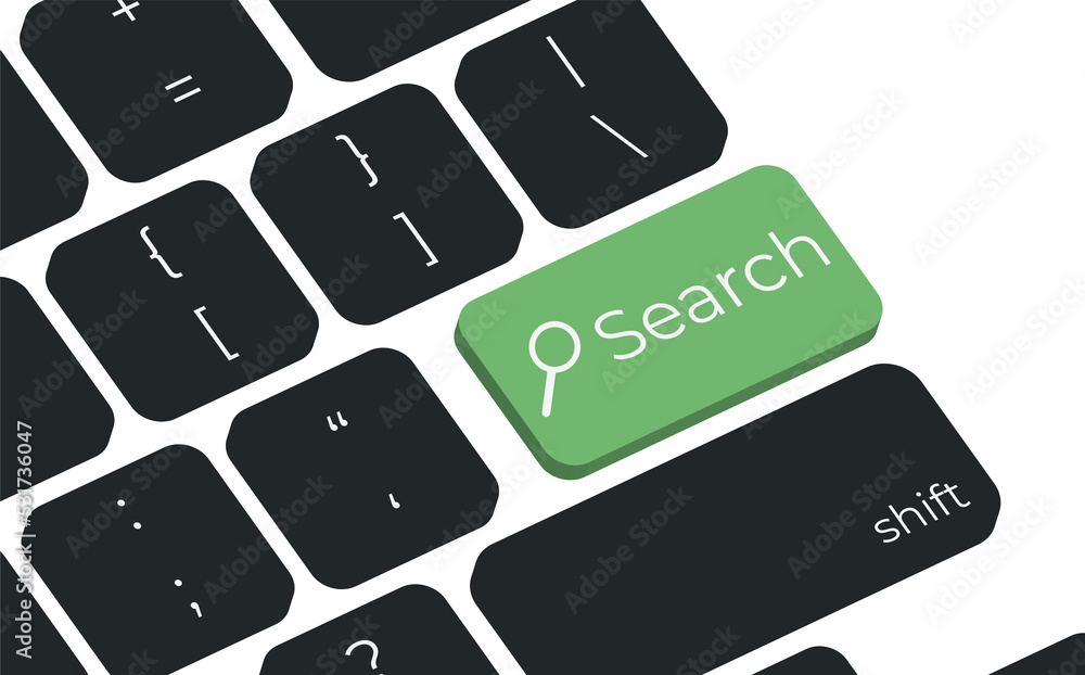 Aufkleber Search button on keyboard keys vector. Simple style