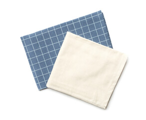 Folded napkins isolated on white background, top view