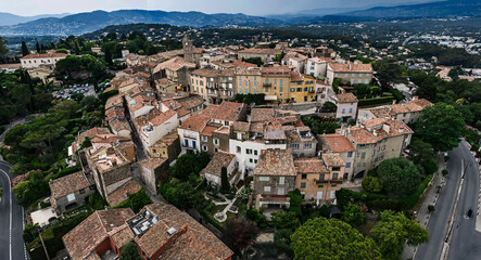 Fototapeta na wymiar Panoramic view from above to the nice old village Mougins Southern France