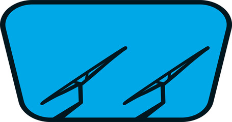 Check wiper wipers cleans the windshield. Car windscreen wipe glass. Vector clean window, brush wiper blades. Arm blade in car removes streaks water drop. Wish rain or raining windows. Glass cleaner