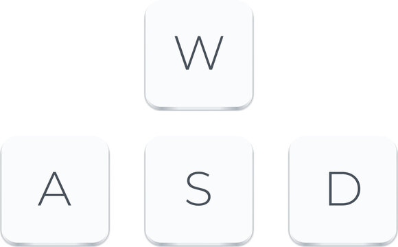 WASD computer keyboard buttons. Desktop interface. Web icon. Gaming and cybersport