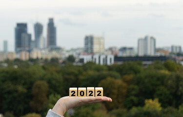 Blank Wooden Blocks 2022, Wood Cubes Calendar, New Year Wooden Cube Set