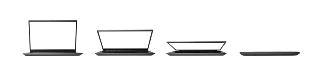 Laptop Closing Process Isolated, Computer Mockup
