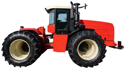 Red tractor isolated