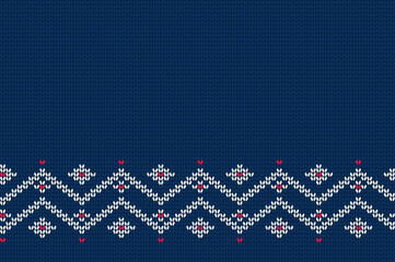 Knitted seamless border. Vector knitted texture