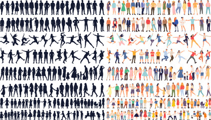 silhouette set of people on white background vector