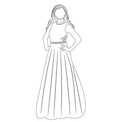 bride sketch ,contour on white background isolated vector