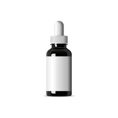 blank glass bottle drug with dropper for mockup on transparent background