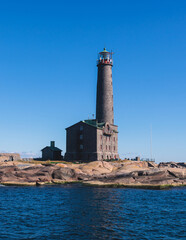 Bengtsk&auml;r Lighthouse, summer view of Bengtskar island in Archipelago Sea, Finland, Kimito&ouml;n, Gulf of Finland sunny day